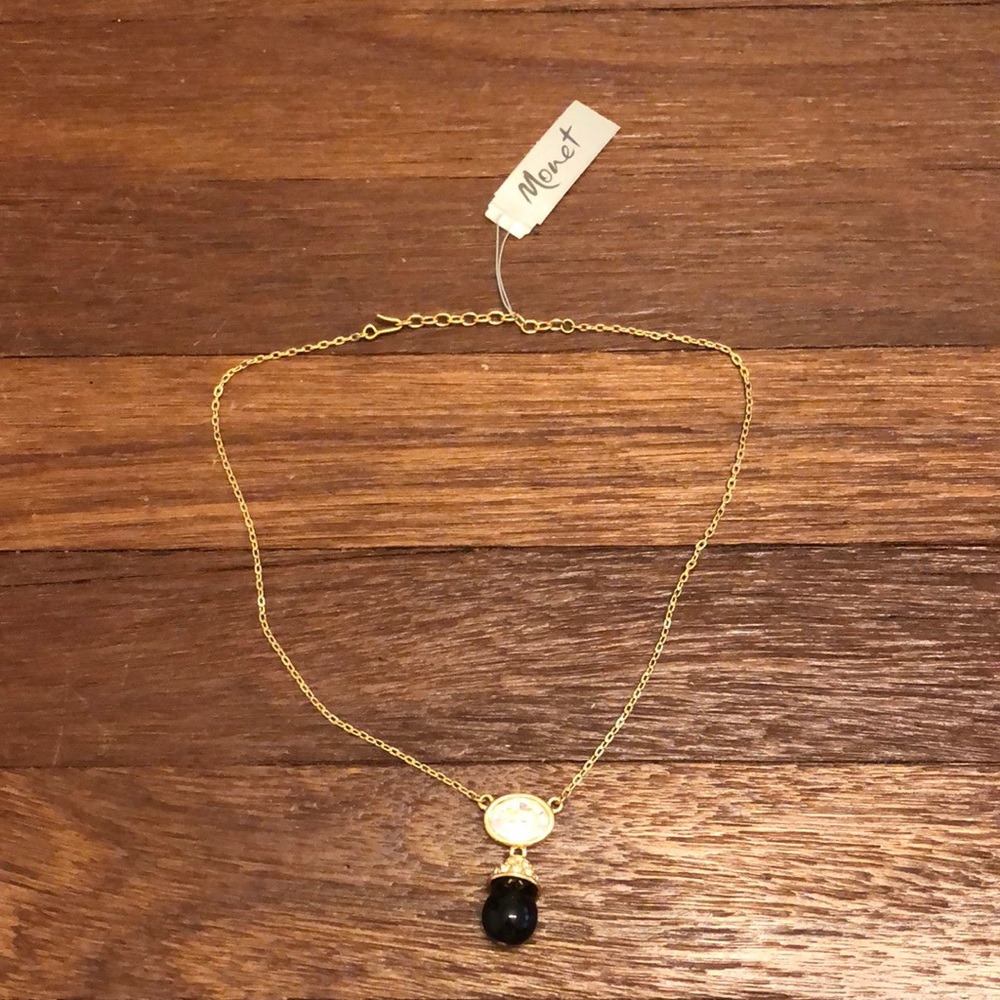 Monet Gold Tone Pendant Necklace Vintage New With Tag
